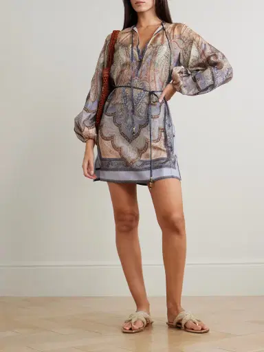 Zimmermann Wanderlust Belted Printed Silk Tunic | Thumbnail 2