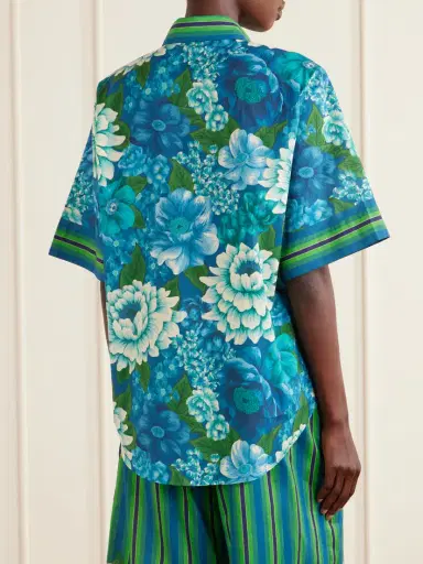 ALÉMAIS Margo Striped Floral-print Organic Cotton-voile Shirt | Thumbnail 4