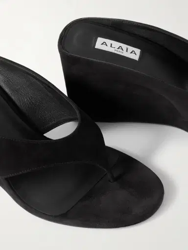 Alaïa Tong 75 Suede Wedge Sandals | Thumbnail 4 Alaïa Tong 75 Suede Wedge Sandals | Thumbnail 4