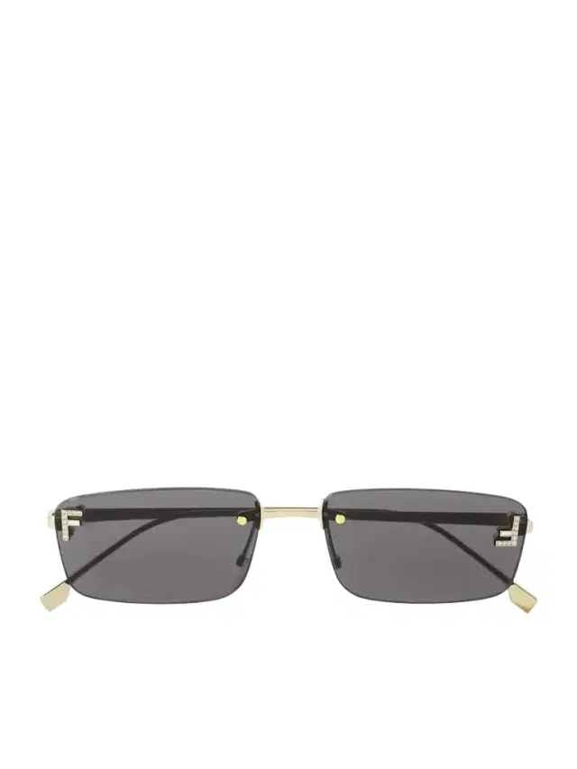 Fendi First Rectangular-frame Crystal-embellished Gold-tone Sunglasses