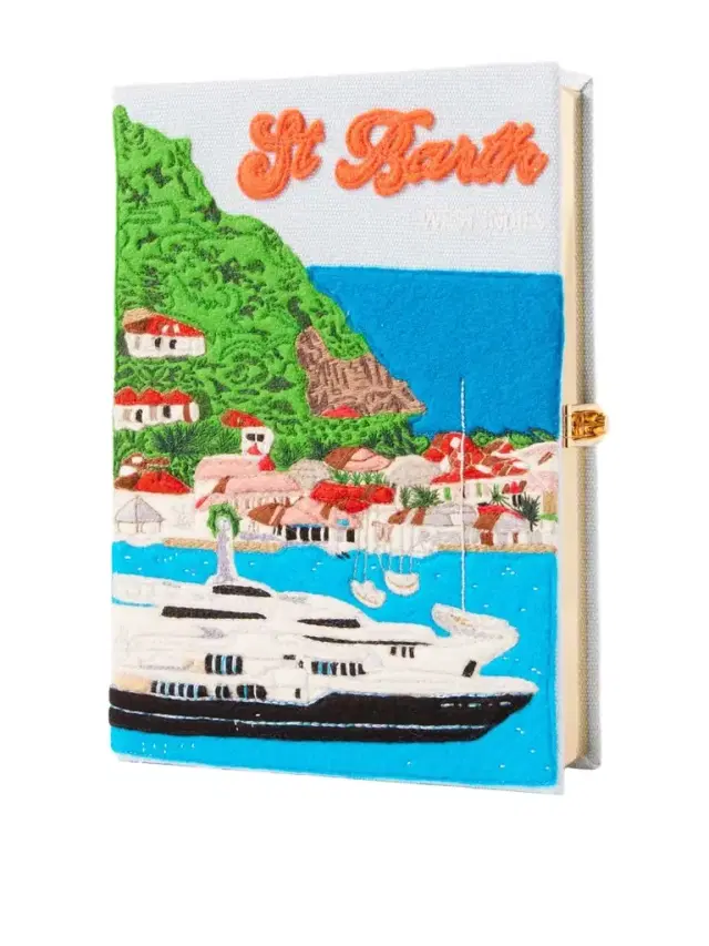 St. Barth Embroidered Appliquéd Cotton, Wool And Silk-blend Canvas Clutch