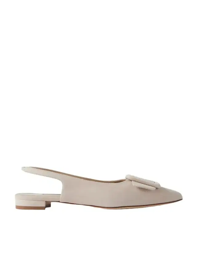 Manolo Blahnik Maylura Buckled Suede Slingback Flats