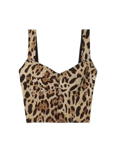 Dolce & Gabbana Cropped Leopard-print Stretch-canvas Bustier Top | Thumbnail 1 Dolce & Gabbana Cropped Leopard-print Stretch-canvas Bustier Top | Thumbnail 1