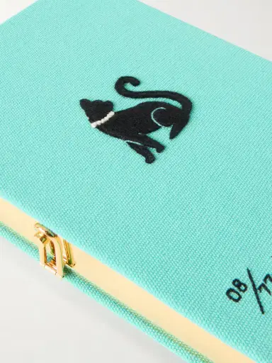 Olympia Le-Tan Breakfast At Tiffany's Appliquéd Embroidered Canvas Clutch | Thumbnail 5 Olympia Le-Tan Breakfast At Tiffany's Appliquéd Embroidered Canvas Clutch | Thumbnail 5