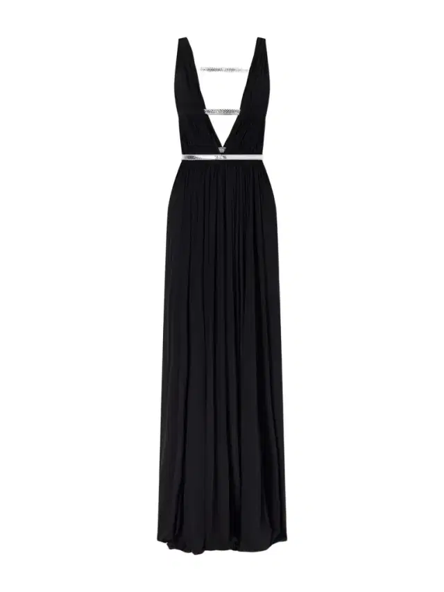 Alaïa Pleated Metallic Elaphe-trimmed Jersey Gown