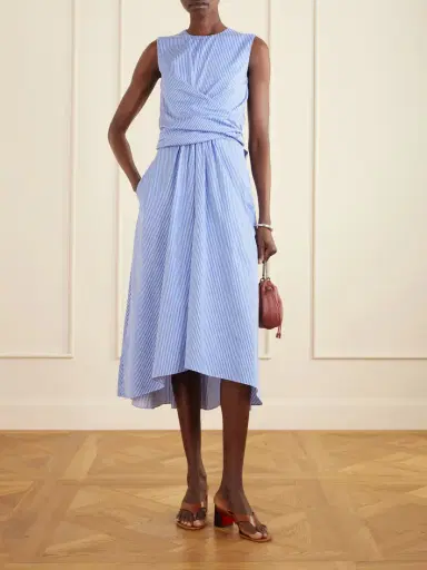 Altuzarra Penny Striped Gathered Cotton Midi Dress | Thumbnail 2