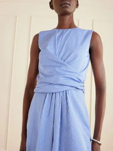 Altuzarra Penny Striped Gathered Cotton Midi Dress | Thumbnail 4