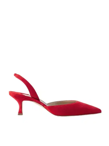 Manolo Blahnik Carolyne 50 Suede Slingback Pumps | Thumbnail 1 Manolo Blahnik Carolyne 50 Suede Slingback Pumps | Thumbnail 1