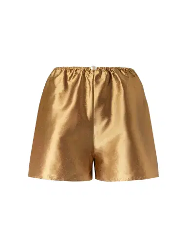 SARA CRISTINA Playa Pearl-embellished Silk-shantung Shorts | Thumbnail 1