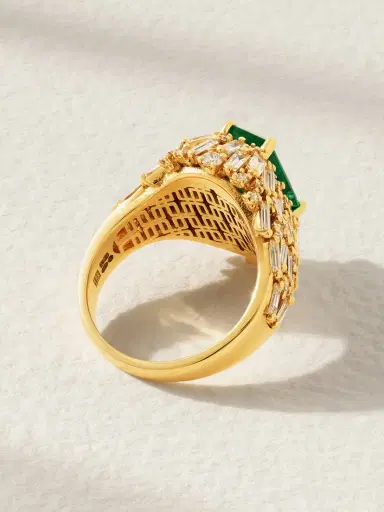 Suzanne Kalan 18-karat Gold, Diamond And Emerald Ring | Thumbnail 3