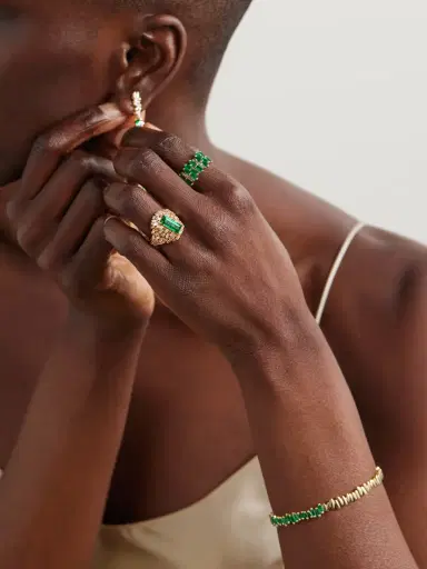 Suzanne Kalan 18-karat Gold, Diamond And Emerald Ring | Thumbnail 5