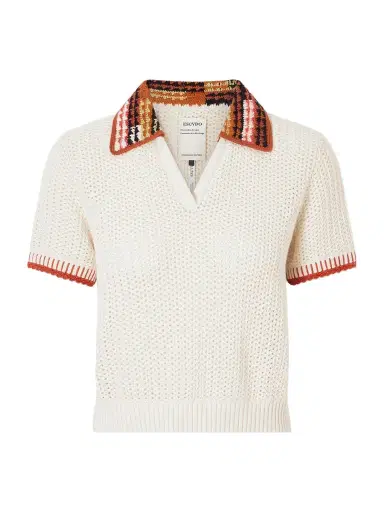 ESCVDO Lauri Crocheted Cotton Polo Shirt | Thumbnail 1 ESCVDO Lauri Crocheted Cotton Polo Shirt | Thumbnail 1
