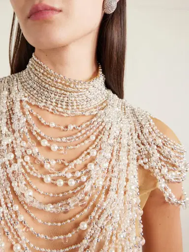 Clio Peppiatt Zsa Zsa Draped Gathered Embellished Mesh And Satin Gown | Thumbnail 5 Clio Peppiatt Zsa Zsa Draped Gathered Embellished Mesh And Satin Gown | Thumbnail 5