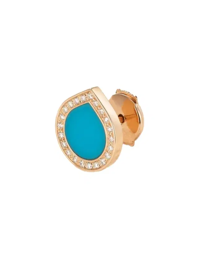 Repossi Antifer 18-karat Rose Gold, Turquoise And Diamond Single Earring