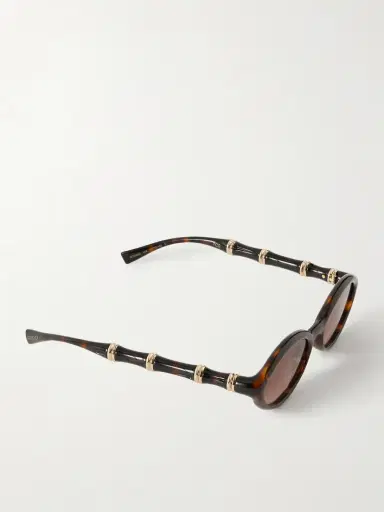 Gucci Eyewear Bamboo Round-frame Acetate Sunglasses | Thumbnail 3