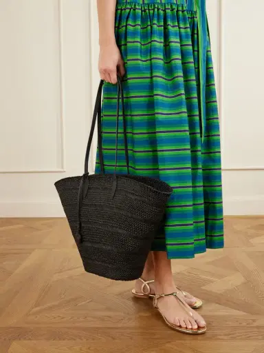 Hunting Season Market Leather-trimmed Woven Iraca Tote | Thumbnail 2
