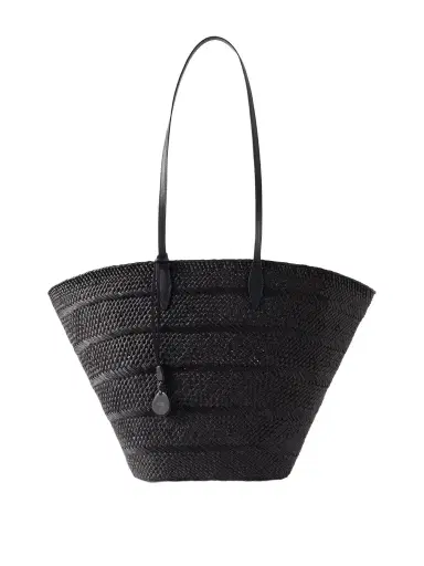 Hunting Season Market Leather-trimmed Woven Iraca Tote | Thumbnail 1