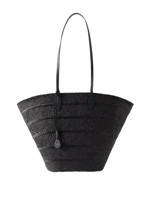 Hunting Season Market Leather-trimmed Woven Iraca Tote