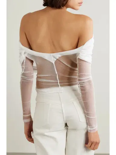 Christopher Esber Off-the-shoulder Gathered Silk-tulle Top | Thumbnail 3