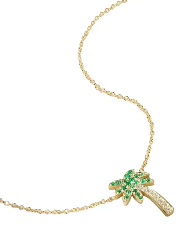Jennifer Meyer Palm Tree 18-karat Gold, Diamond And Emerald Necklace