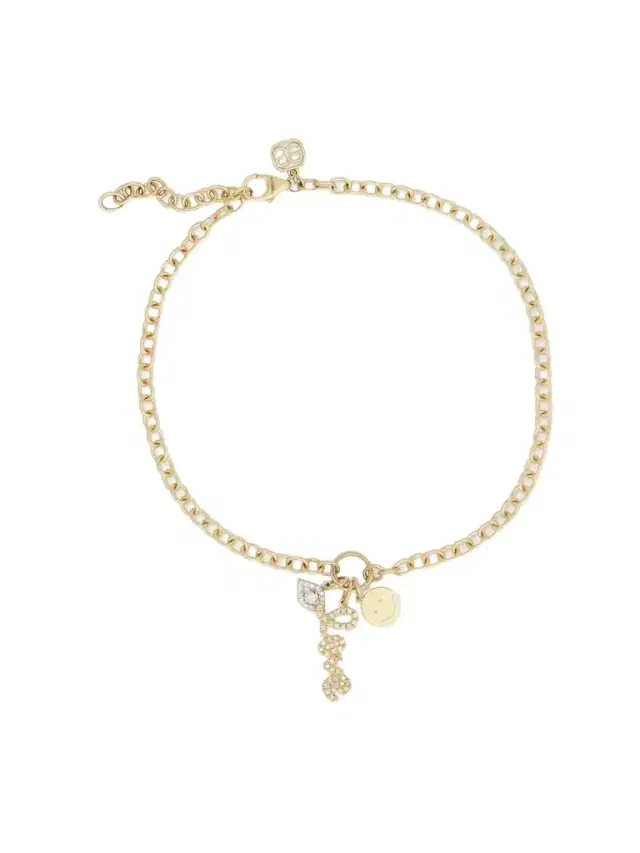 Protection, Love & Happiness 14-karat Yellow And White Gold Diamond Anklet