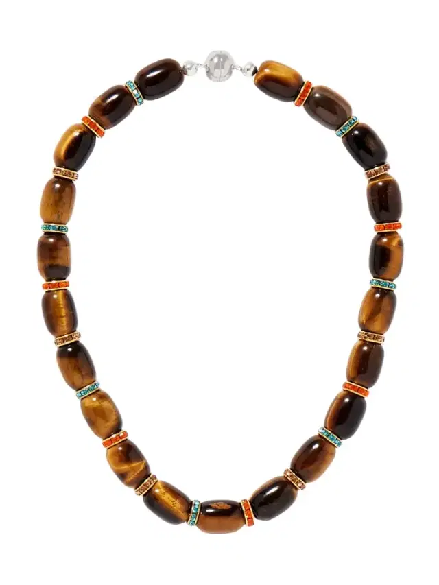 Julietta Donna Gold-tone Tiger's Eye And Crystal Necklace