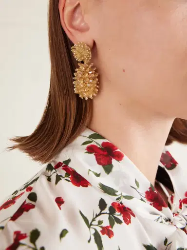 Oscar de la Renta Beaded Gold-tone Earrings | Thumbnail 2 Oscar de la Renta Beaded Gold-tone Earrings | Thumbnail 2
