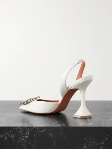 Amina Muaddi Begum Swarovski Crystal-embellished Leather Slingback Pumps | Thumbnail 3 Amina Muaddi Begum Swarovski Crystal-embellished Leather Slingback Pumps | Thumbnail 3