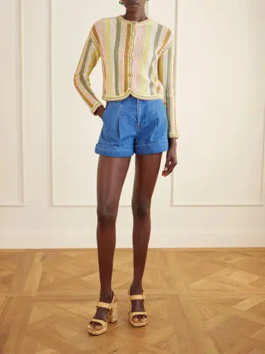 Zimmermann Striped Crocheted Cotton Cardigan | Thumbnail 2 Zimmermann Striped Crocheted Cotton Cardigan | Thumbnail 2