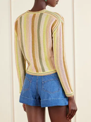 Zimmermann Striped Crocheted Cotton Cardigan | Thumbnail 3 Zimmermann Striped Crocheted Cotton Cardigan | Thumbnail 3