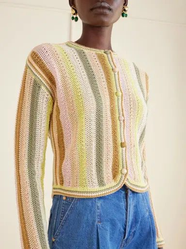 Zimmermann Striped Crocheted Cotton Cardigan | Thumbnail 4 Zimmermann Striped Crocheted Cotton Cardigan | Thumbnail 4
