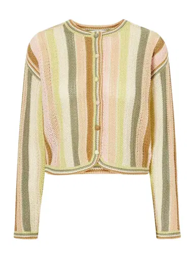 Zimmermann Striped Crocheted Cotton Cardigan | Thumbnail 1 Zimmermann Striped Crocheted Cotton Cardigan | Thumbnail 1