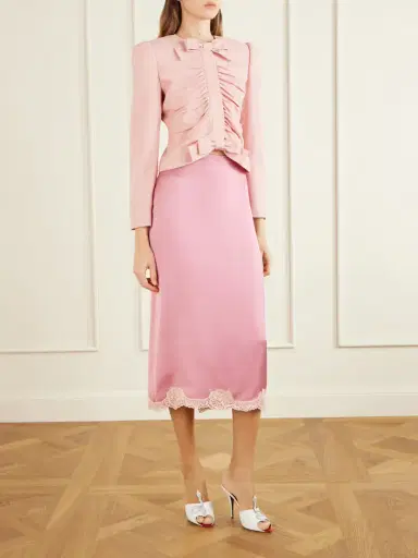 Valentino Garavani Lace-trimmed Cady Midi Skirt | Thumbnail 2 Valentino Garavani Lace-trimmed Cady Midi Skirt | Thumbnail 2