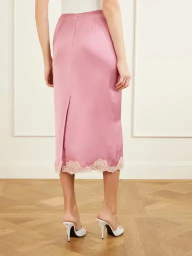 Valentino Garavani Lace-trimmed Cady Midi Skirt | Thumbnail 4 Valentino Garavani Lace-trimmed Cady Midi Skirt | Thumbnail 4