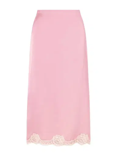 Valentino Garavani Lace-trimmed Cady Midi Skirt | Thumbnail 1 Valentino Garavani Lace-trimmed Cady Midi Skirt | Thumbnail 1