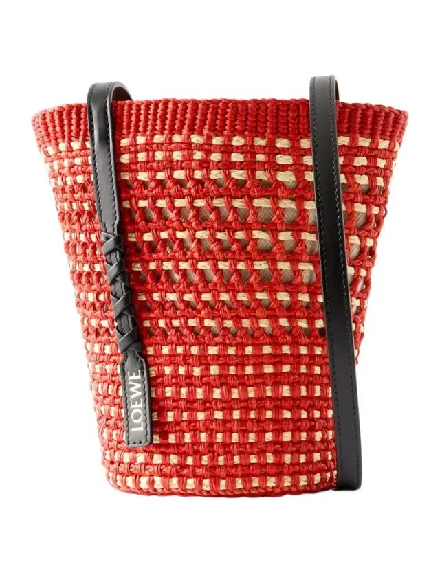 Loewe + Paula's Ibiza Braid Leather-trimmed Raffia Shoulder Bag