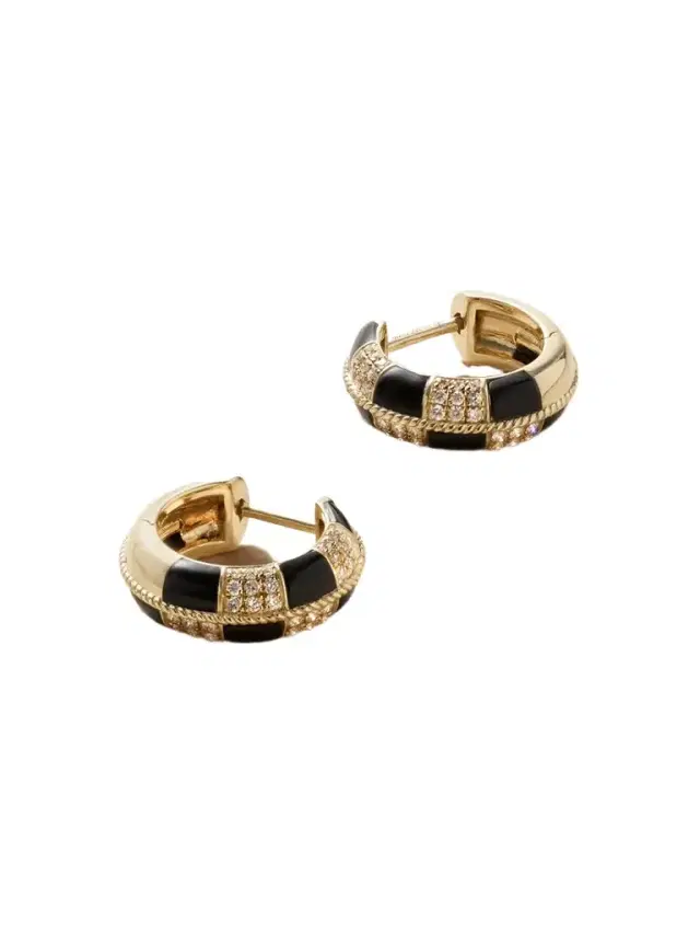 Yvonne Léon Mini Créoles 9-karat Gold, Onyx And Diamond Hoop Earrings