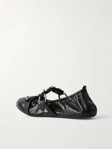 Balenciaga City Embellished Crinkled-leather Ballet Flats | Thumbnail 3