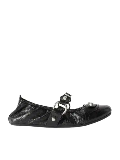 Balenciaga City Embellished Crinkled-leather Ballet Flats | Thumbnail 1
