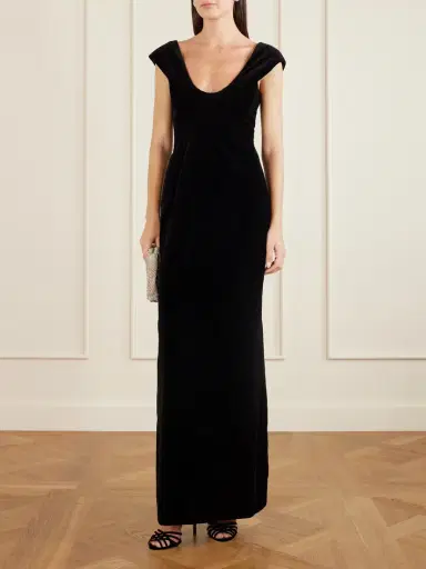 COLLEEN ALLEN Shirred Cotton-velvet Gown | Thumbnail 2