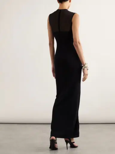Alaïa Silk-trimmed Stretch-knit Maxi Dress | Thumbnail 3 Alaïa Silk-trimmed Stretch-knit Maxi Dress | Thumbnail 3