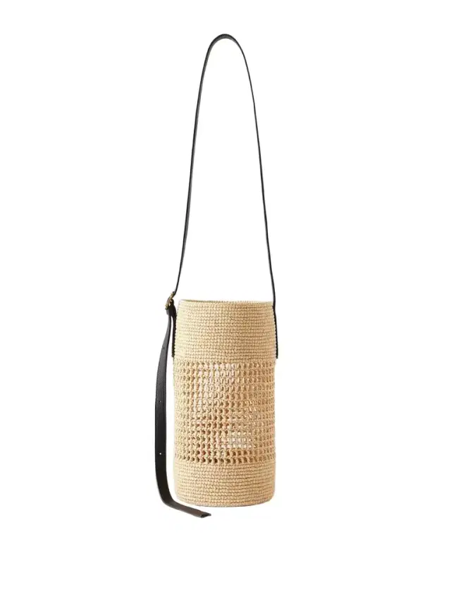 Billie Small Leather-trimmed Raffia Bucket Bag