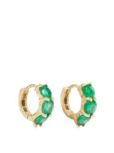 Ileana Makri 18-karat Gold Emerald Hoop Earrings | Thumbnail 1 Ileana Makri 18-karat Gold Emerald Hoop Earrings | Thumbnail 1