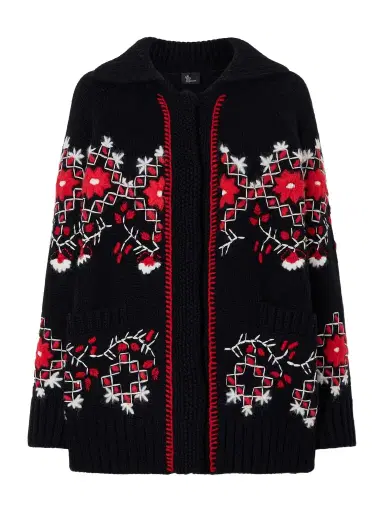Moncler Grenoble Oversized Embroidered Wool-blend Cardigan | Thumbnail 1 Moncler Grenoble Oversized Embroidered Wool-blend Cardigan | Thumbnail 1