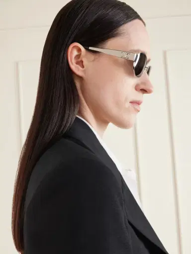 CELINE Eyewear Oval-frame Silver-tone And Acetate Sunglasses | Thumbnail 3