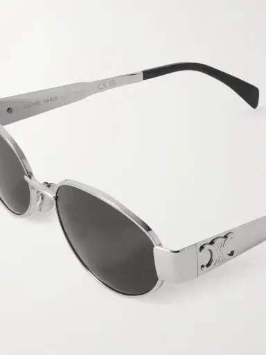 CELINE Eyewear Oval-frame Silver-tone And Acetate Sunglasses | Thumbnail 5