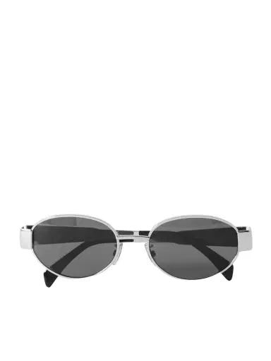 CELINE Eyewear Oval-frame Silver-tone And Acetate Sunglasses | Thumbnail 1