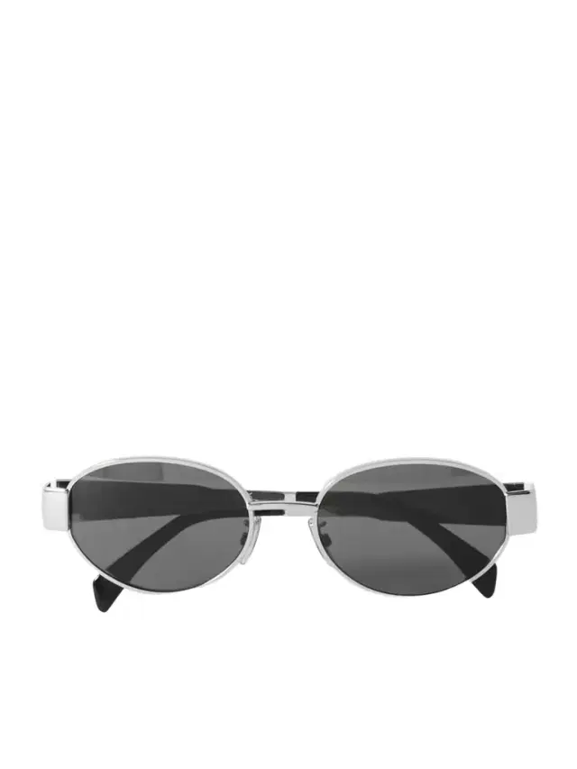 CELINE Eyewear Oval-frame Silver-tone And Acetate Sunglasses