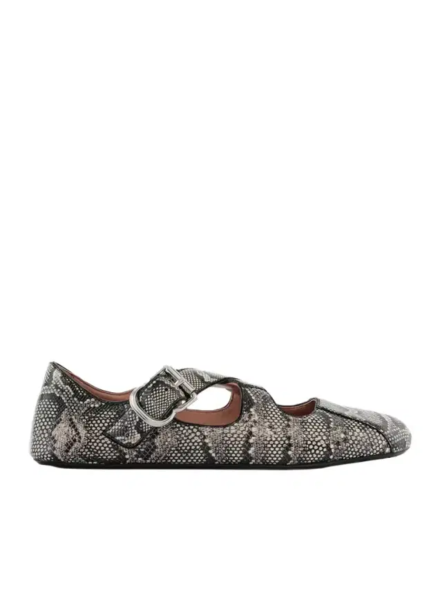 Criss Cross Leather-trimmed Snakeskin Ballet Flats