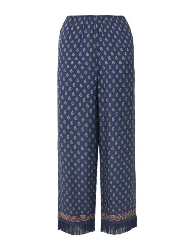 Lavon Fringed Paisley-print Silk Straight-leg Pants